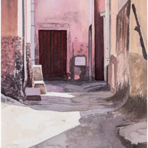 Gränd Bosa Sardinien akvarell 20x29cm - Mats Ljungbacke