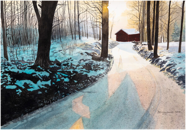 Vinterväg akvarell 41x59cm - Mats Ljungbacke